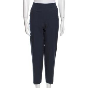 Piazza Sempione Mid Rise Straight Leg ankle Pants in navy blue workwear